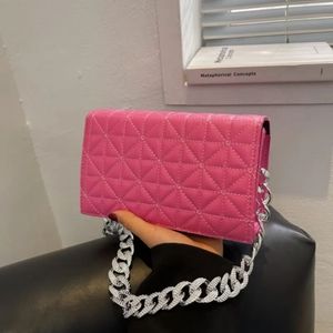 Quilted chain flap square bag